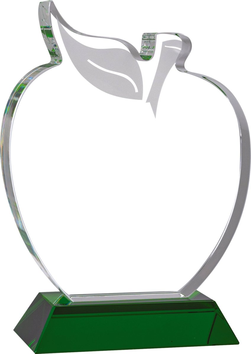 Crystal Apple Plaque Award on Green Base - Schoppy's Since 1921