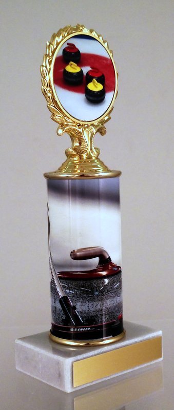 Curling Logo Custom Column Trophy - Schoppy's Since 1921