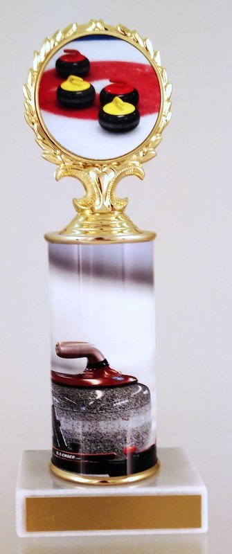 Curling Logo Custom Column Trophy - Schoppy's Since 1921