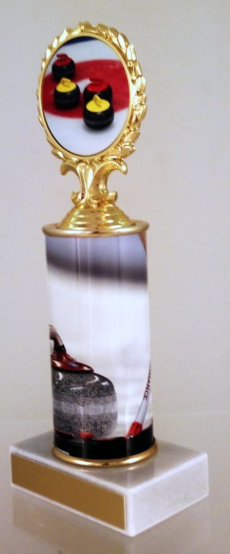 Curling Logo Custom Column Trophy - Schoppy's Since 1921