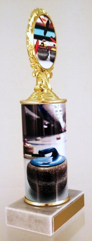 Curling Logo Custom Column Trophy - Schoppy's Since 1921