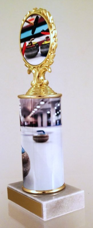 Curling Logo Custom Column Trophy - Schoppy's Since 1921