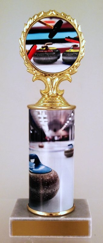 Curling Logo Custom Column Trophy - Schoppy's Since 1921