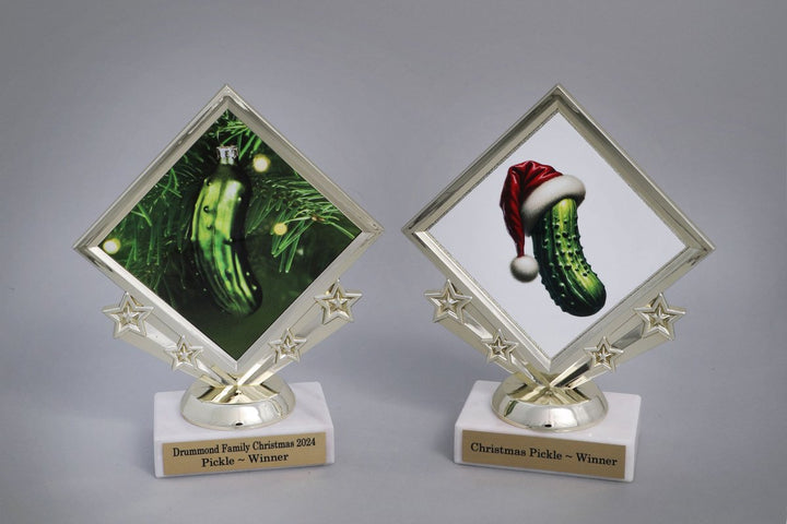 Diamond Star Christmas Pickle Logo Trophy - Schoppy's Since 1921