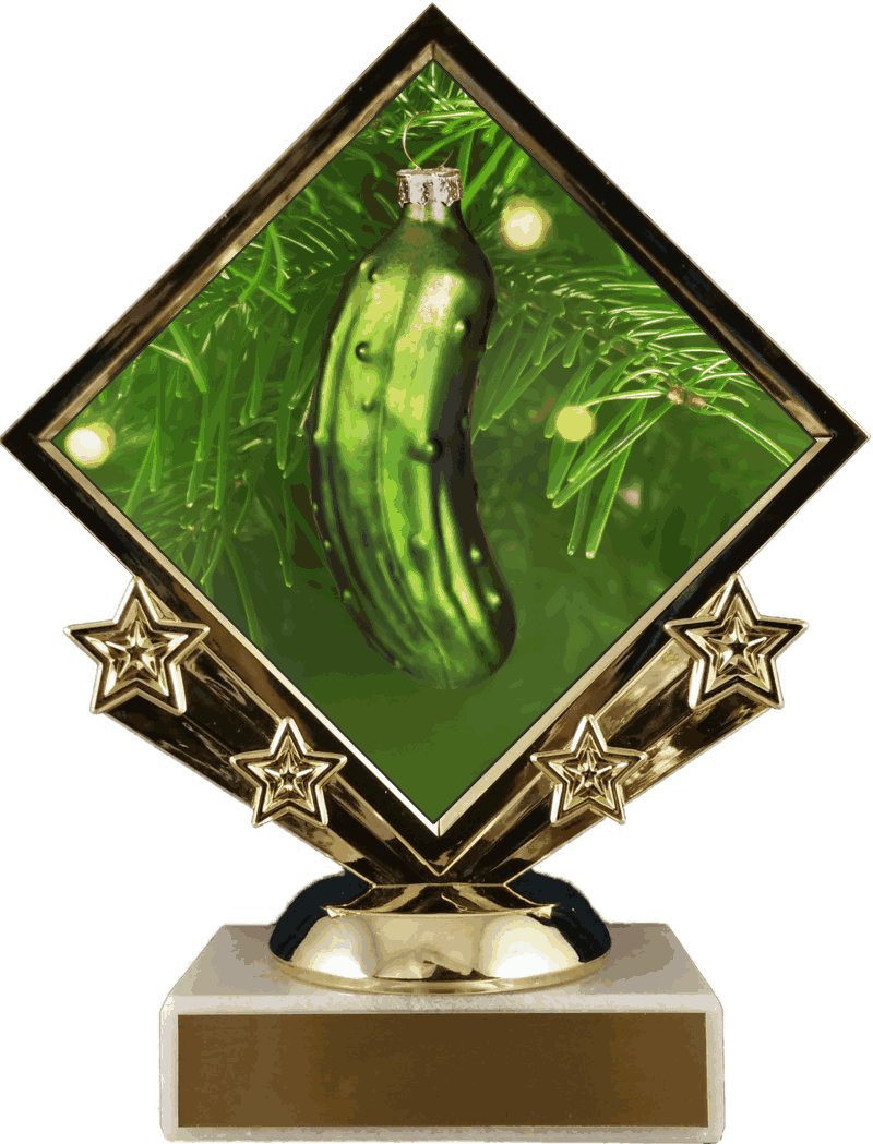 Diamond Star Christmas Pickle Logo Trophy - Schoppy's Since 1921