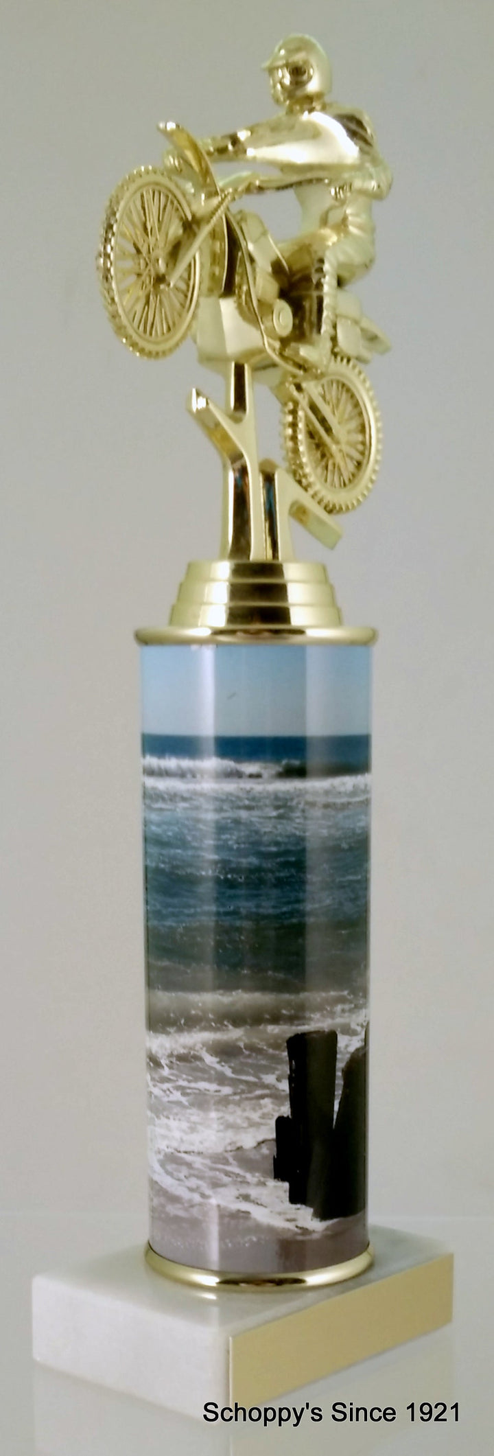 Dirt Bike Trophy With Beach Metal Column On Marble-Trophy-Schoppy's Since 1921