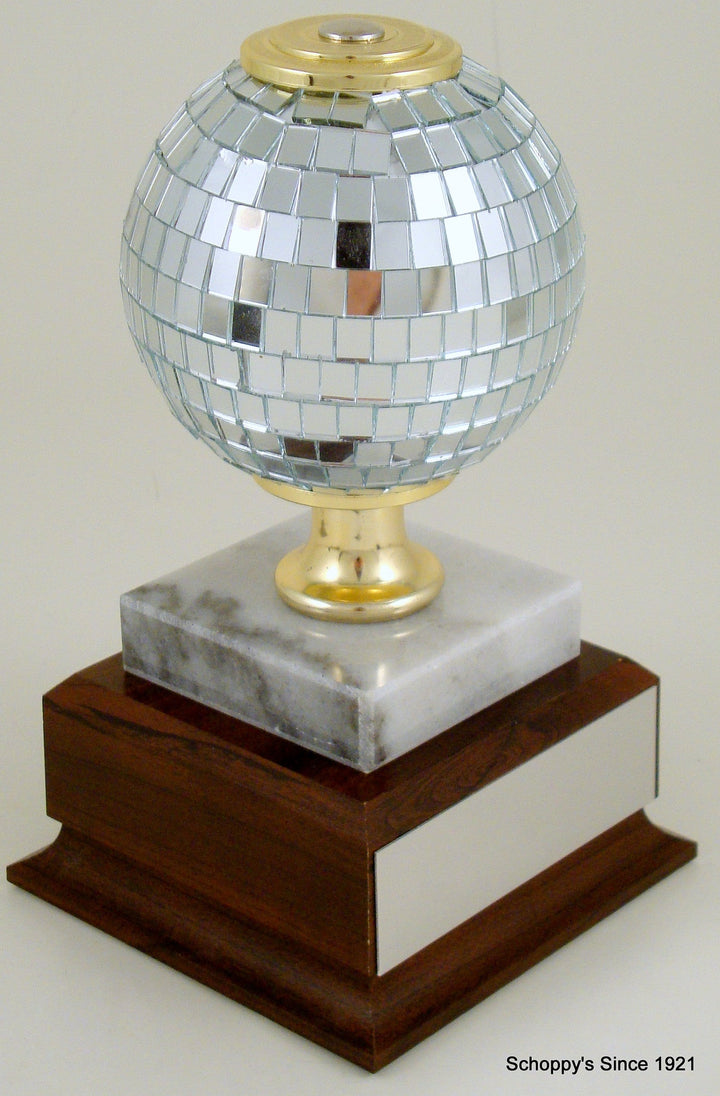 Disco Ball On Marble And Wooden Square Base-Trophies-Schoppy's Since 1921