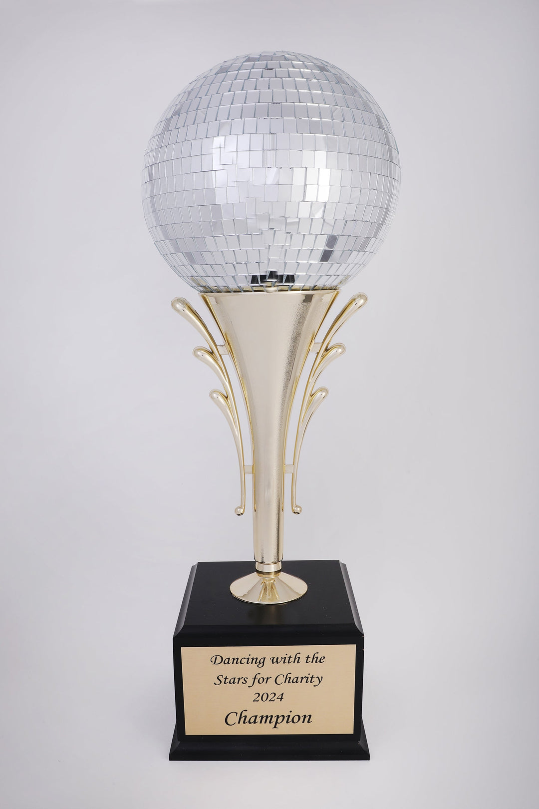 Disco Ball Stem Riser on Wood Base Large