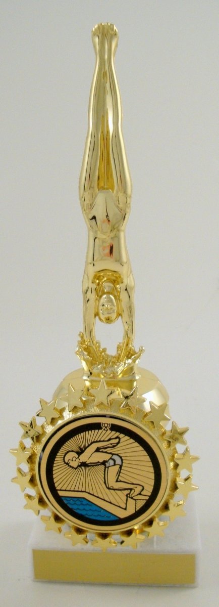 Diver Figure Round Column Logo Trophy - Schoppy's Since 1921