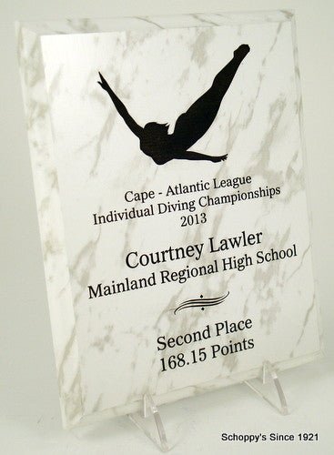 Diving White Marbled Plaque - Schoppy's Since 1921