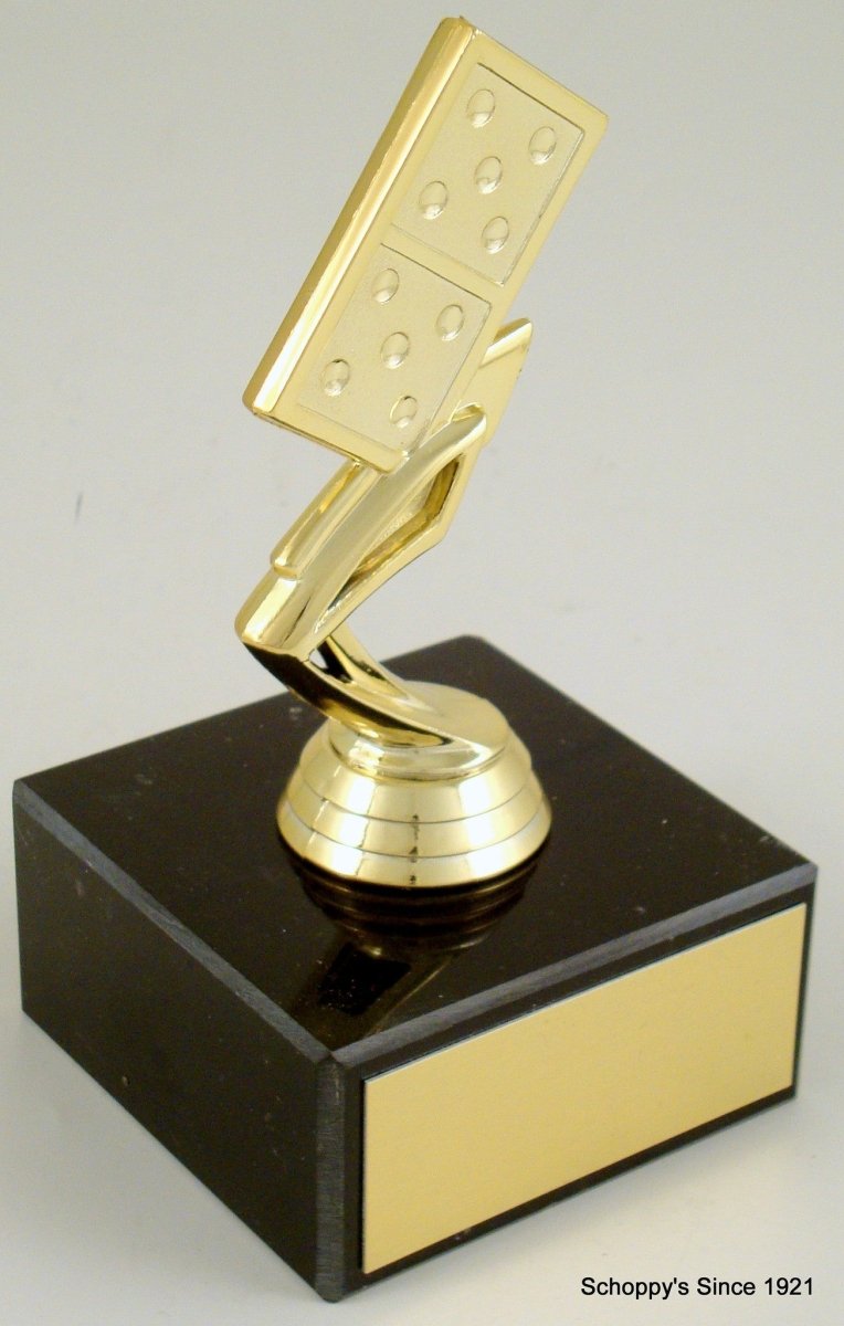 Domino Piece Trophy On Thick Black Marble Base - Schoppy's Since 1921