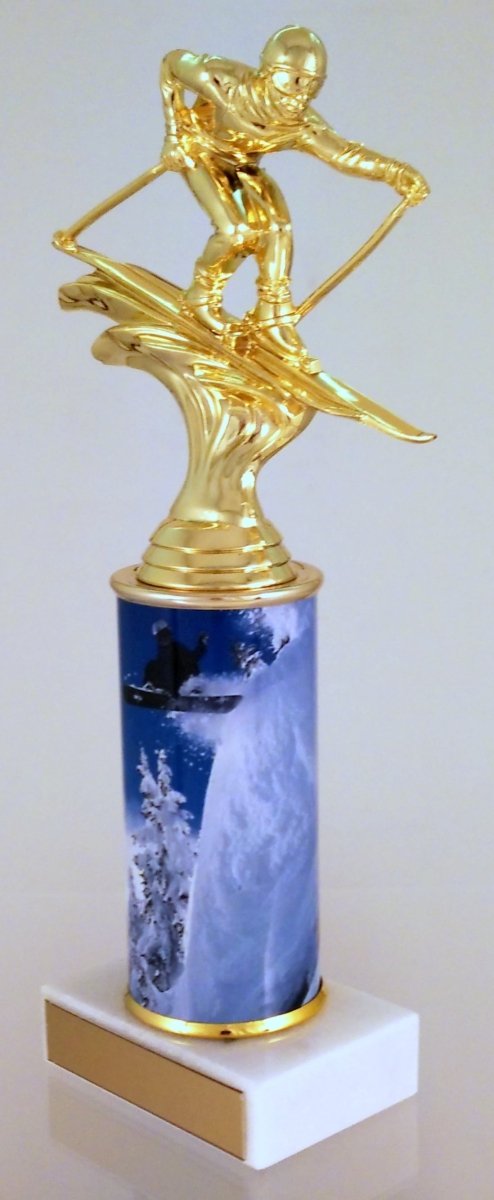 Downhill Skier Custom Column Trophy - Schoppy's Since 1921