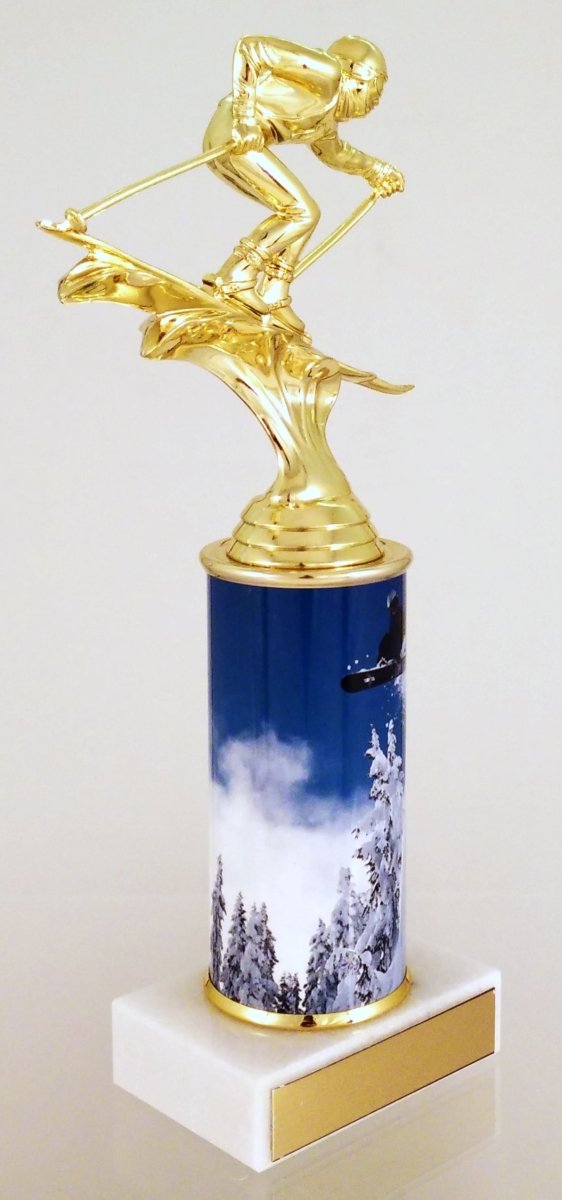 Downhill Skier Custom Column Trophy - Schoppy's Since 1921