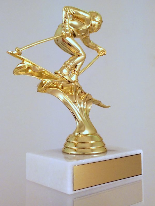 Downhill Skier Trophy On Flat Marble - Schoppy's Since 1921