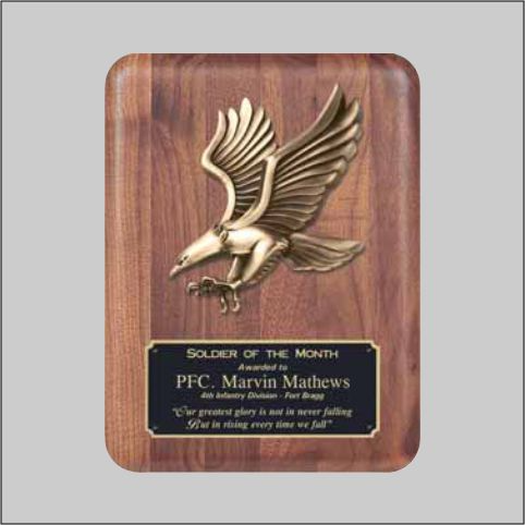 Solid Walnut Plaque with Metal Eagle Casting - Made in the USA