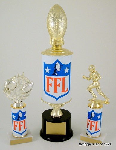 Fantasy Football League Runner Trophy on Original Metal Column - Schoppy's Since 1921