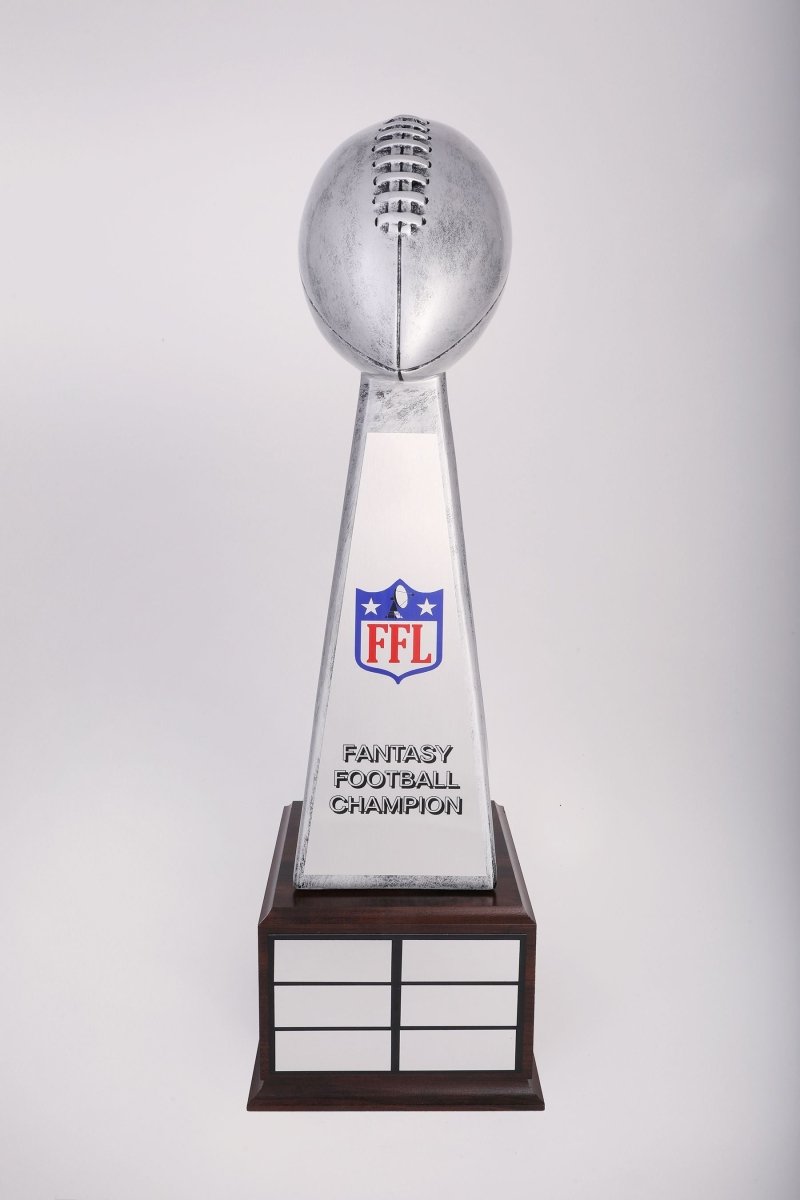 Fantasy Football Satin Finish Perpetual Trophy on Wood Base - Schoppy's Since 1921