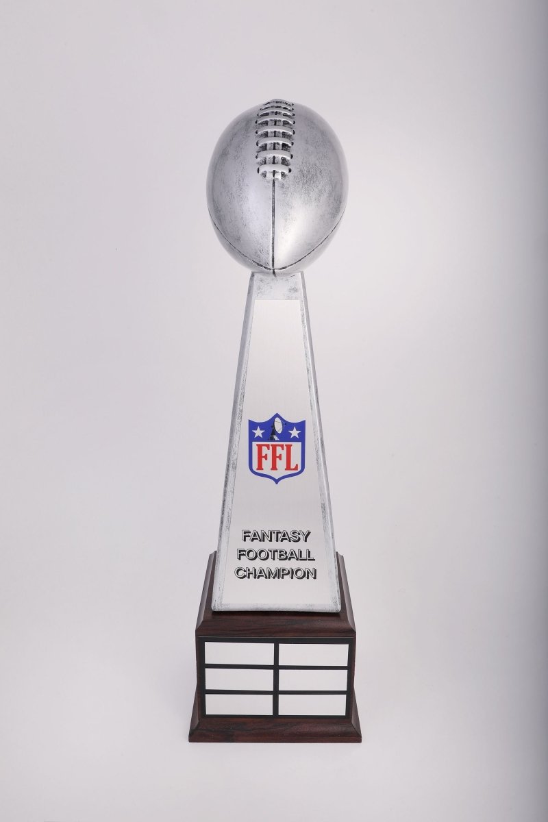 Fantasy Football Satin Finish Perpetual Trophy on Wood Base - Schoppy's Since 1921