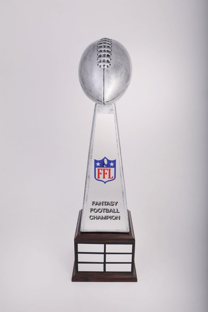 Fantasy Football Satin Finish Perpetual Trophy on Wood Base - Schoppy's Since 1921