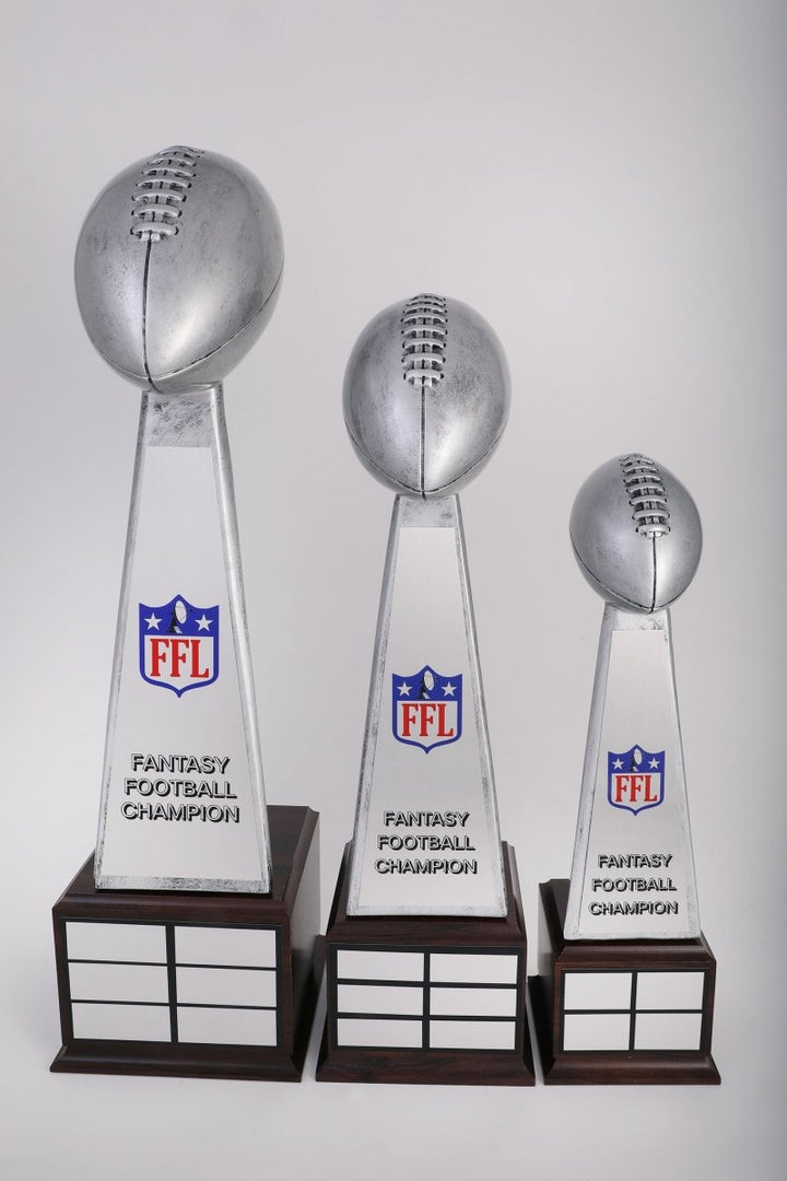 Fantasy Football Satin Finish Perpetual Trophy on Wood Base - Schoppy's Since 1921