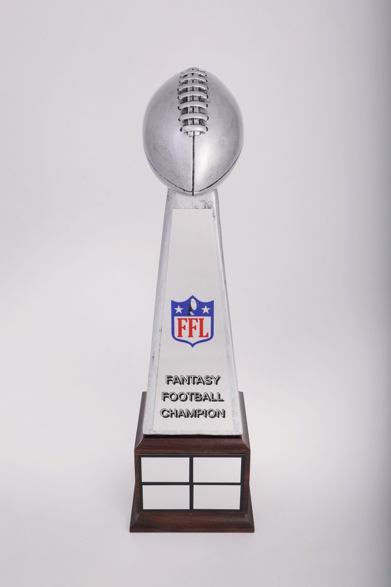 Fantasy Football Satin Finish Perpetual Trophy on Wood Base - Schoppy's Since 1921