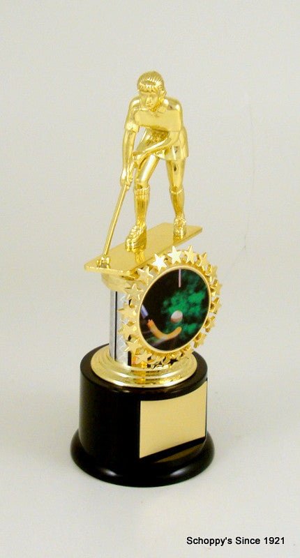 Field Hockey Logo Trophy on Black Round Base - Schoppy's Since 1921