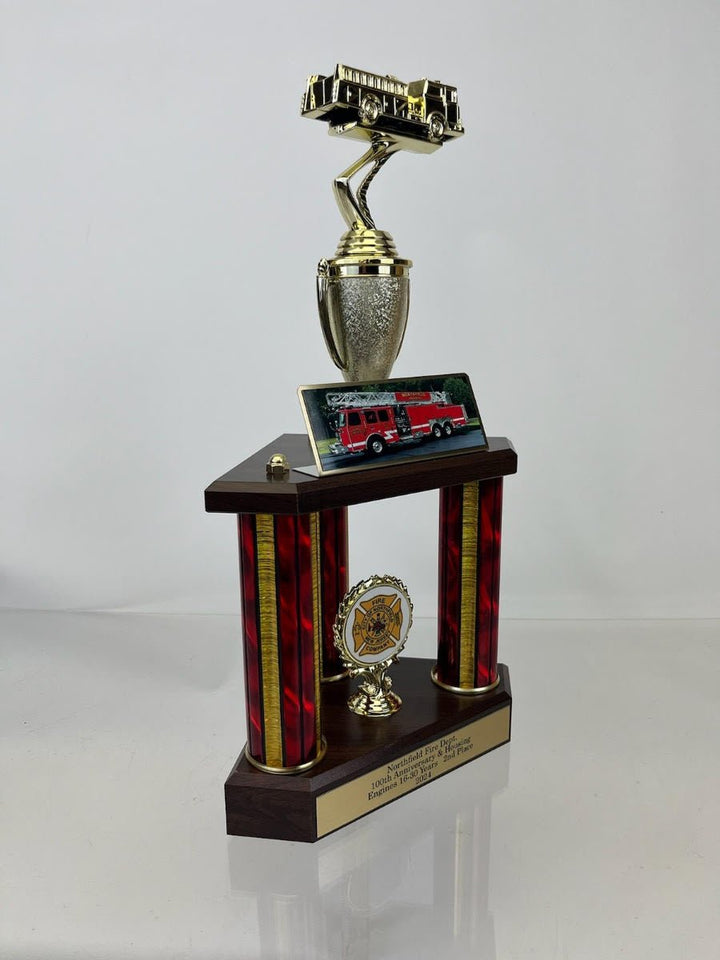 Fire Truck Three Column Trophy - Schoppy's Since 1921