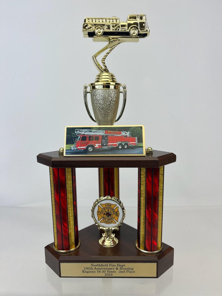 Fire Truck Three Column Trophy - Schoppy's Since 1921