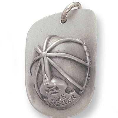 Firefighter Helmet Sculptured Genuine Pewter Key Chain - Schoppy's Since 1921