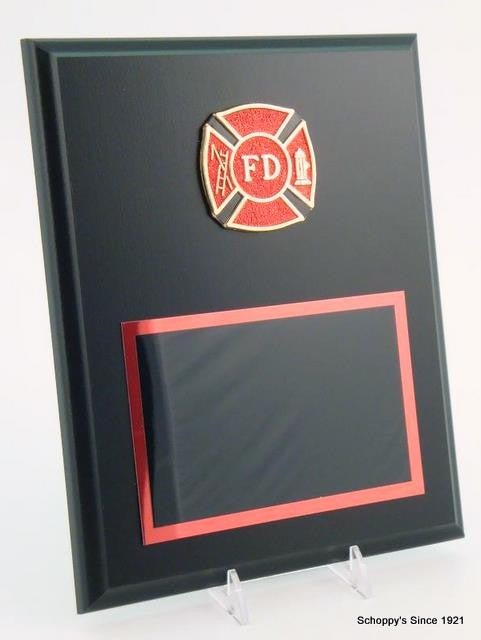 Firefighter Plaque with Fire Department Logo 8" x 10 - Schoppy's Since 1921