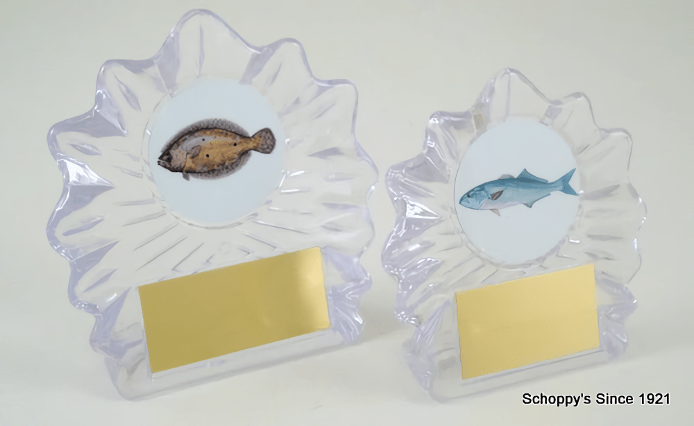 Fish Logo Shell Acrylic Trophy - Schoppy&