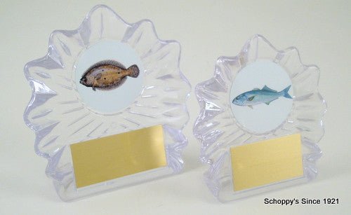 Fish Logo Shell Acrylic Trophy - Schoppy's Since 1921