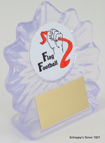 Flag Football Logo Acrylic Shell Trophy - Schoppy's Since 1921