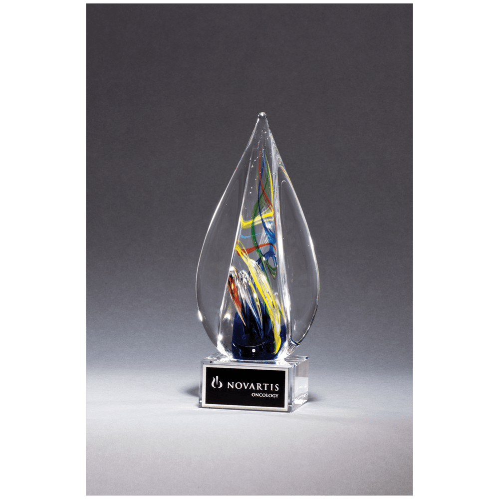 Flame Art Glass Award on Glass Base - 7.125" Tall - Schoppy's Since 1921