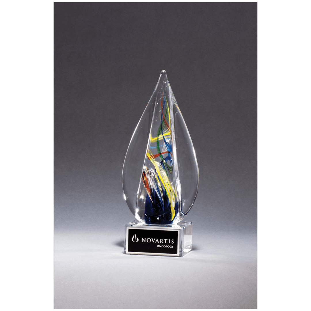 Flame Art Glass Award on Glass Base - 7.125" Tall - Schoppy's Since 1921