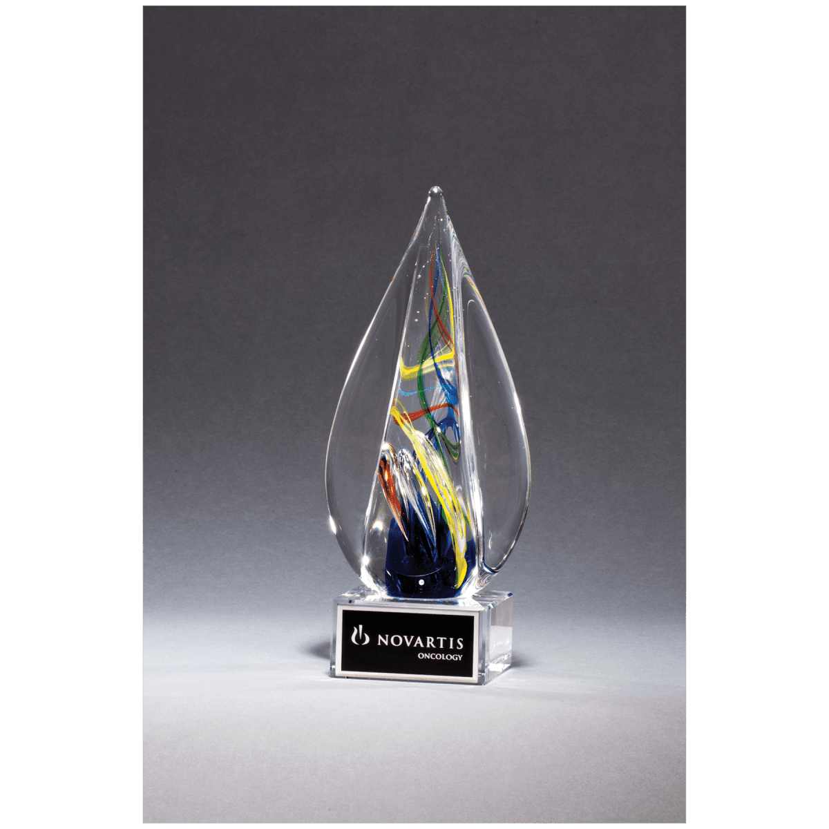 Flame Art Glass Award on Glass Base - 7.125" Tall - Schoppy's Since 1921
