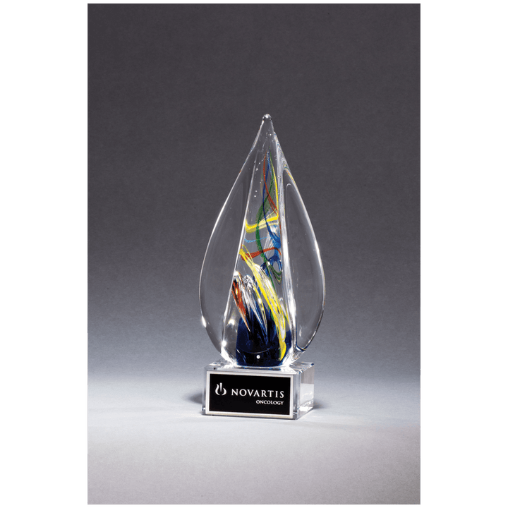 Flame Art Glass Award on Glass Base - 7.125" Tall - Schoppy's Since 1921