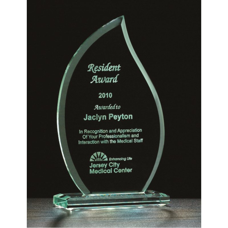 Flame Series Glass Award - Jade - Schoppy's Since 1921