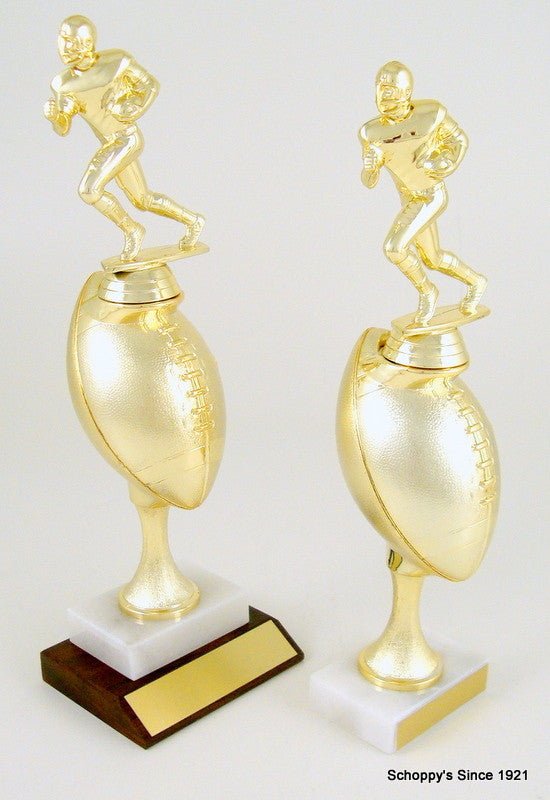 Football Runner on Football Column With Marble Base-Trophy-Schoppy's Since 1921