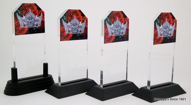 Full Color Logo Pageant Acrylic Trophies Set - Schoppy's Since 1921