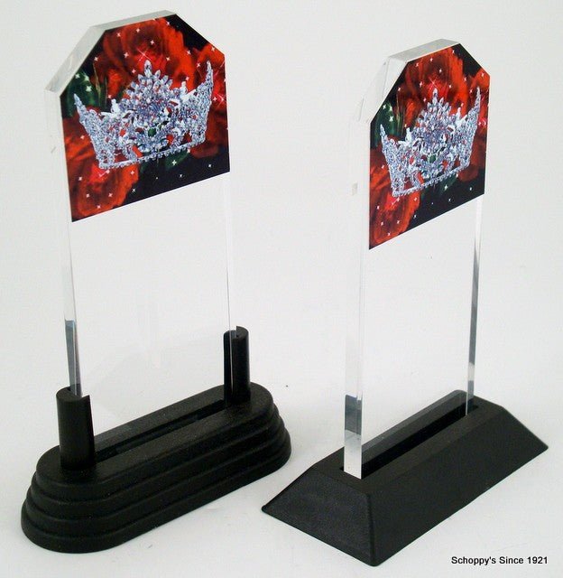 Sample Pageant Thropy Full Color Logo Pageant Acrylic Trophy - Schoppy's Since 1921