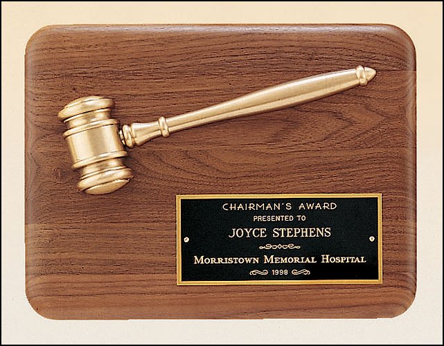 Gavel 9"x12" American Walnut Plaque - Schoppy's Since 1921