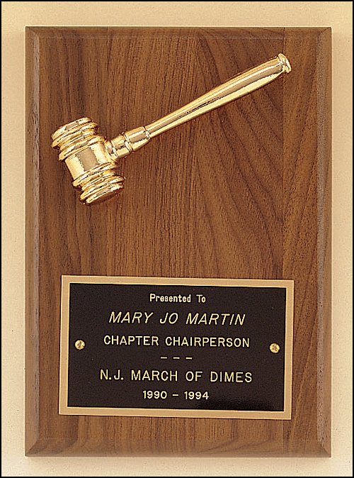 Gavel Plaque Walnut with Metal Gavel - 5 x 7 - Schoppy's Since 1921