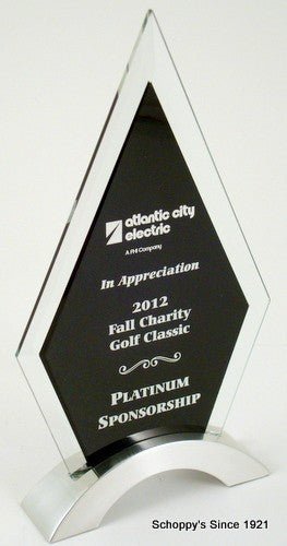 Glass Award with Black Silk Screen - Schoppy's Since 1921