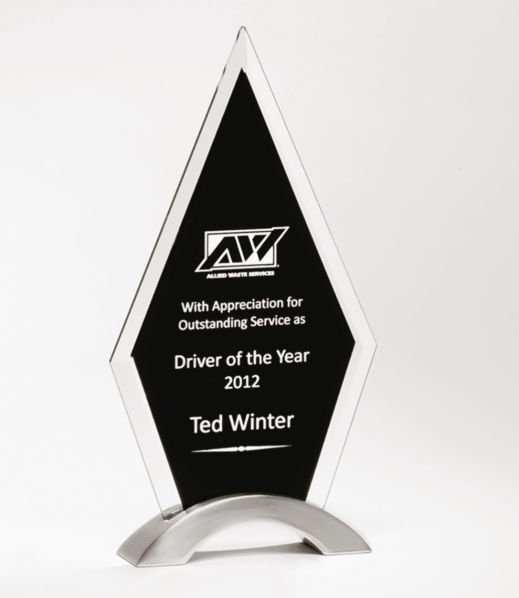 Glass Award with Black Silk Screen - Schoppy's Since 1921