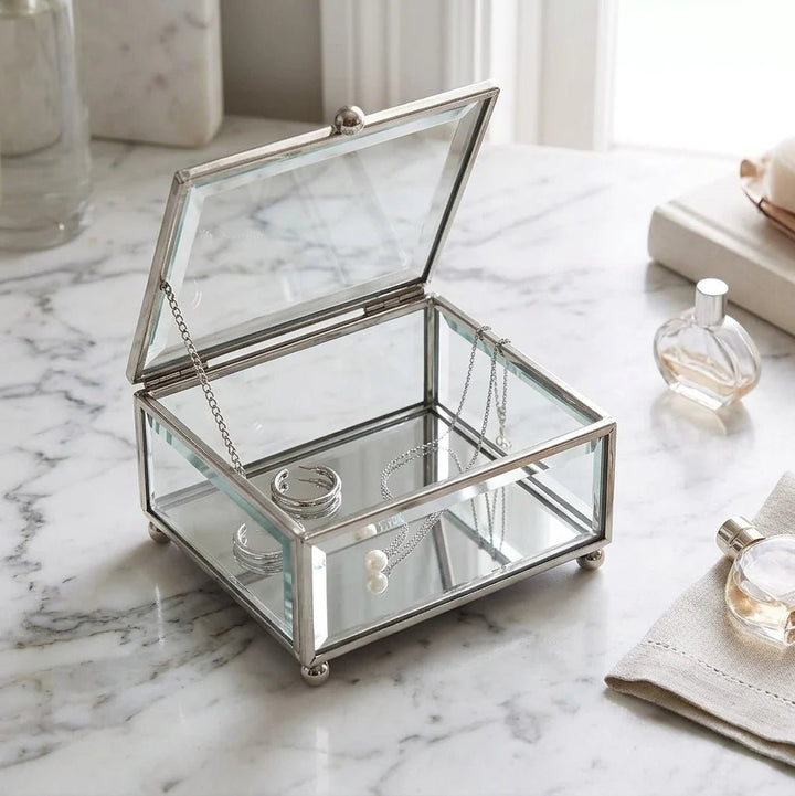 Glass Box with Hinged Top 3.5" x 3.5" x 2" - Schoppy&