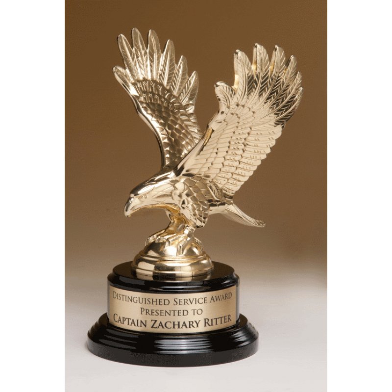 Gold Finish Metal Eagle on Black Piano Finish Base - Schoppy's Since 1921