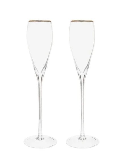 Gold Rim Tapered Champagne Flutes, Pair engraved - Schoppy's Since 1921