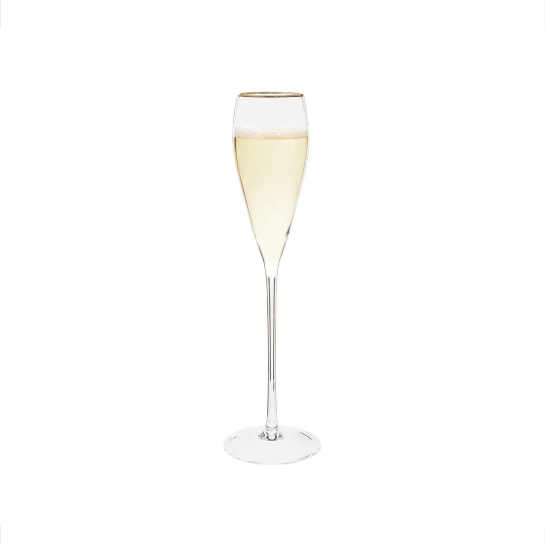 Gold Rim Tapered Champagne Flutes, Pair engraved - Schoppy's Since 1921