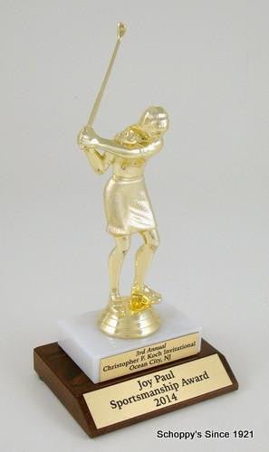 Golf Trophy on Marble and Wood Base-Trophies-Schoppy's Since 1921